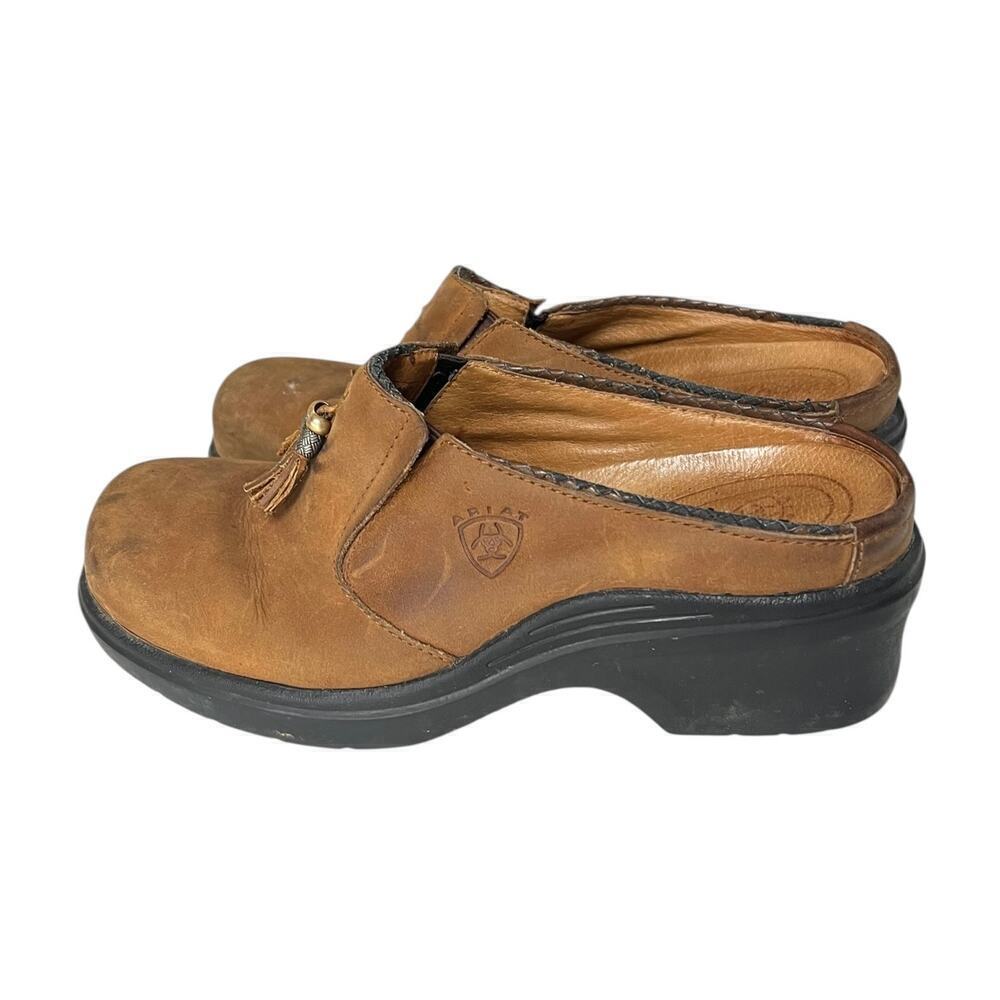 Ariat Mendocino Tassel Dark Aged Shoes Clogs Women's 8B Leather Slip-on
